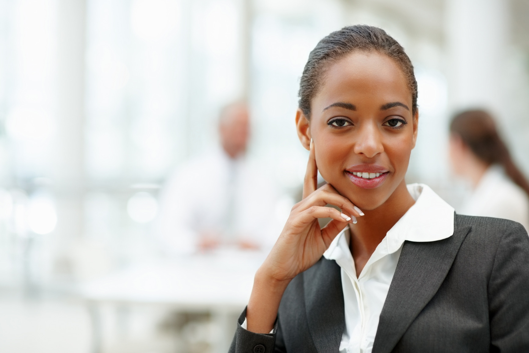 002 Portrait of an attractive African American business woman smiling confidently
